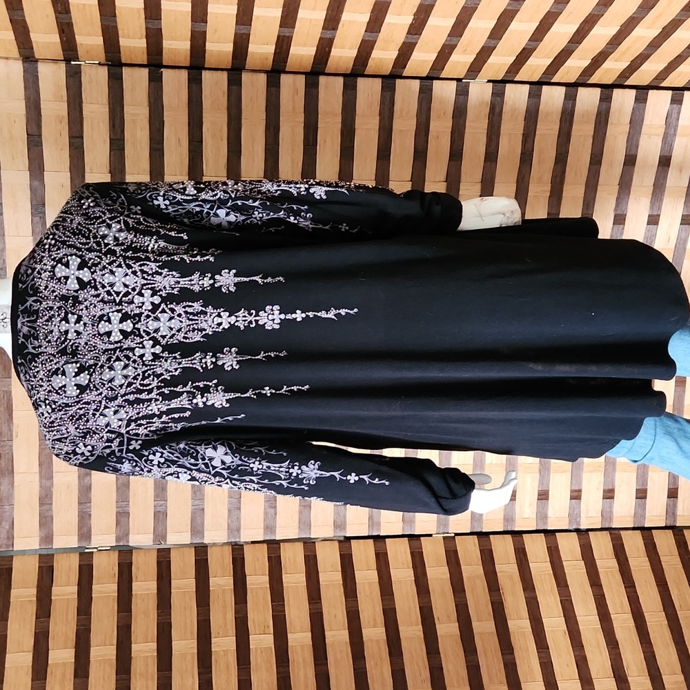 Vocal Black Diamond Embellished Open Cardigan - Picture 6 of 9